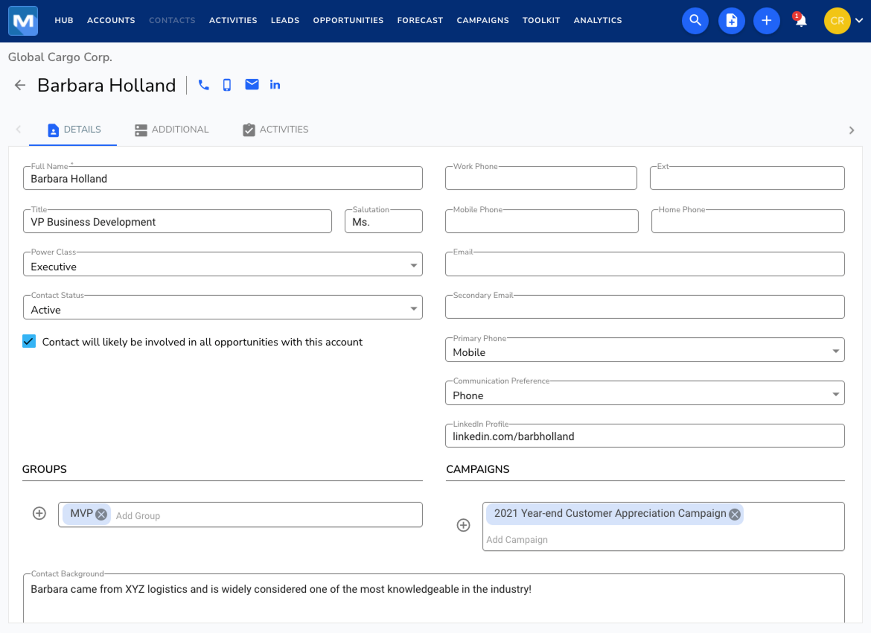 CRM Contact Management