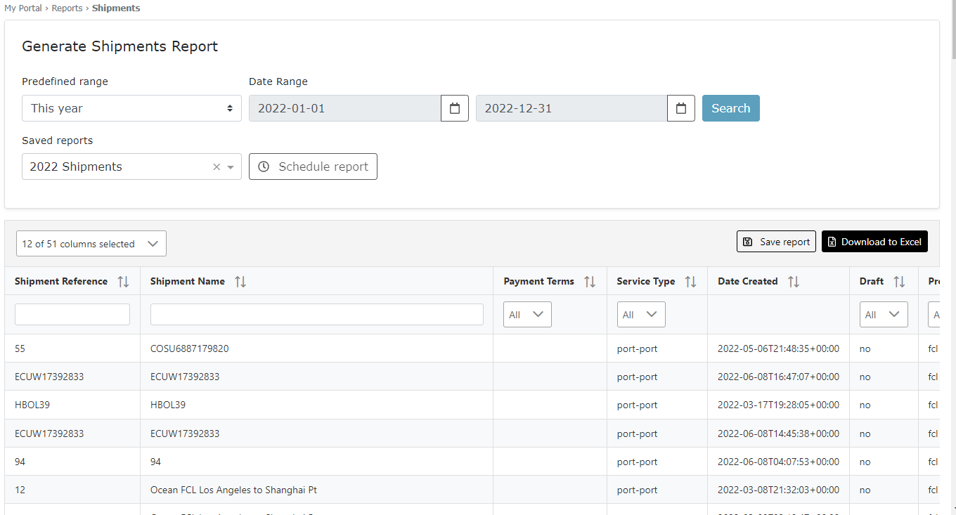 Digital Freight Portal 6 Reports